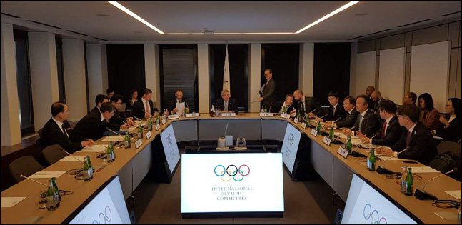 남, 북, IOC 3자회담. ⓒ 대한체육회