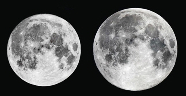 작은 달(왼쪽)과 슈퍼문. ⓒ연합뉴스