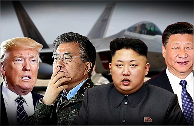 (왼쪽부터) 도널드 트럼프 미국 대통령, 문재인 대통령, 김정은 북한 국무위원장, 시진핑 중국 국가주석 ⓒ데일리안