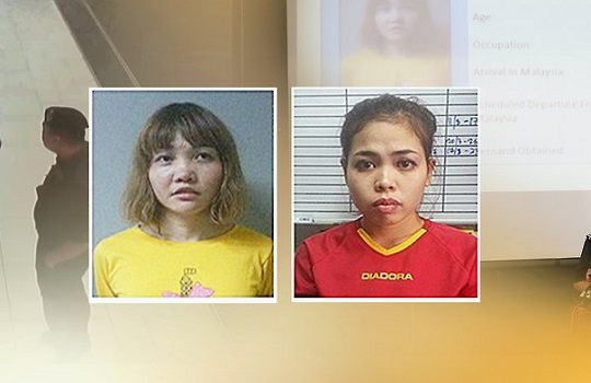 김정남 암살 혐의로 기소된 베트남 여성 도안 티 흐엉(29·왼쪽)과 인도네시아 여성 시티 아이샤(25·오른쪽).(자료사진)ⓒ연합뉴스 