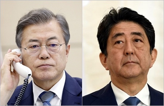 문재인 대통령과 아베 신조 일본 총리. ⓒ청와대, BBC