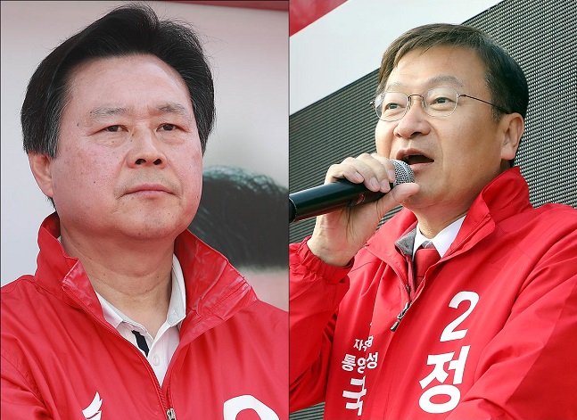(왼쪽부터)자유한국당 강기윤 창원성산 후보, 정점식 통영고성 후보 ⓒ데일리안