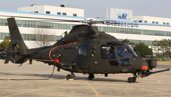 지난 5일 경남 사천 한국항공우주산업(KAI) 본사에서 소형무장헬기(LAH·Light Armed Helicopter) 시제 1호기의 '엔진 런(Run)' 지상시험을 수행하고 있다.ⓒ한국항공우주산업