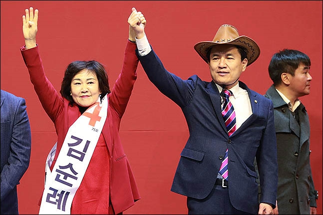 자유한국당 김순례 최고위원, 김진태 의원ⓒ데일리안 류영주 기자