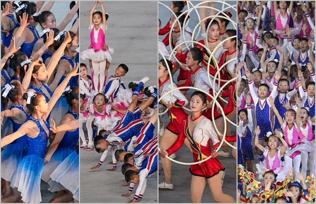 북한의 어린 무용수들이 집단체조 공연에 참가하는 모습 ⓒ고려투어 홈페이지
