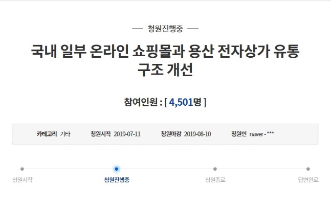 PC부품 도매상 장삿속 조사 요청 청원.ⓒ청와대 국민청원 홈페이지