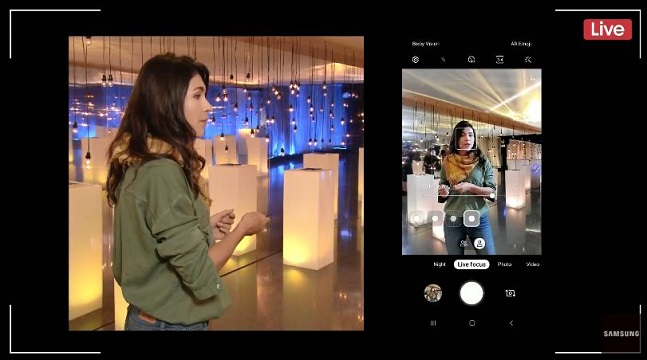 삼성전자 ‘갤럭시노트10’에 탑재된 'S펜‘으로 사진을 촬영하는 모습.ⓒ삼성전자 ‘갤럭시 언팩 2019 생중계 화면