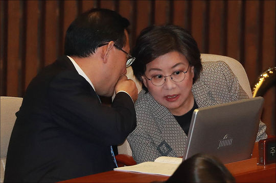 이혜훈 바른미래당 의원(오른쪽)이 본회의에 참석해있다.(자료사진) ⓒ데일리안 홍금표 기자
