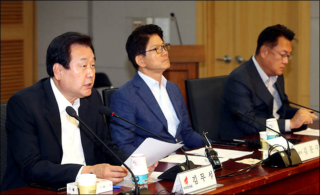 김무성 자유한국당 의원이 20일 오전 국회 의원회관에서 열린 '열린토론, 미래: 대안찾기' 토론회에서 발언을 하고 있다. ⓒ데일리안 박항구 기자