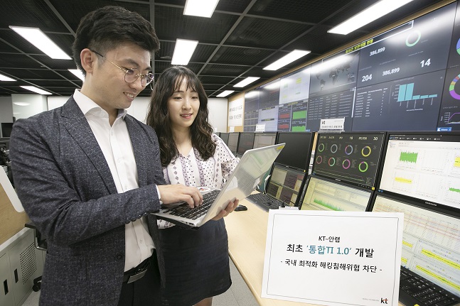 KT 직원들이 경기도 과천 INS운용센터에서 ‘통합 IT 1.0’을 점검하고 있다.ⓒKT