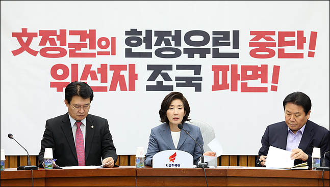 나경원 자유한국당 원내대표가 17일 오전 국회에서 열린 원내대책회의에서 발언을 하고 있다. ⓒ데일리안 박항구 기자