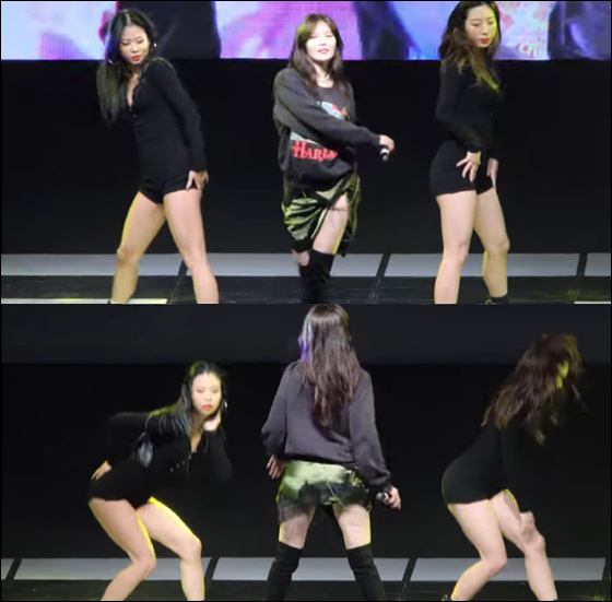 가수 현아가 엉덩이 노출 논란에 휩싸였다. 유튜브 동영상 캡처.