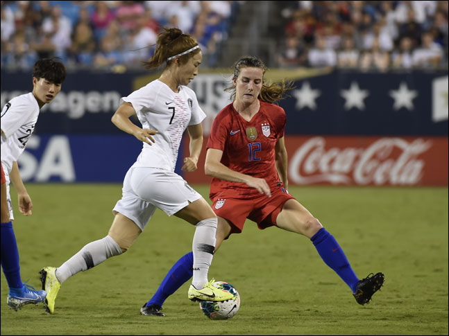 한국 여자축구 대표팀이 세계 최강 미국과의 원정 평가전에서 분전했지만 아쉬운 패배를 당했다. ⓒ 뉴시스