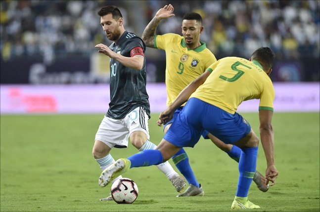 [브라질 아르헨티나] 네이마르가 빠진 브라질은 16일 아르헨티나와의 평가전에서 0-1 패했다. ⓒ 뉴시스 