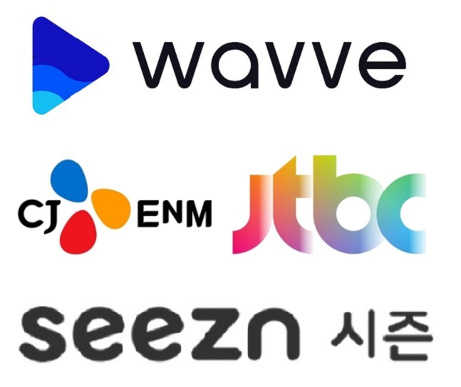 위쪽부터 온라인동영상서비스(OTT) ‘웨이브’와 CJ ENM·JTBC, KT 신규 OTT ‘시즌’ 로고.ⓒ각사 