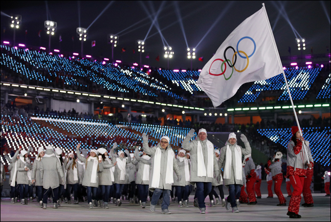 2018 평창 올림픽에서도 자국 국기를 사용하지 못했던 러시아. ⓒ 뉴시스