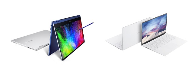 삼성전자 ‘갤럭시 북 플렉스’(왼쪽)와 LG전자 2020년형 ‘LG 그램 17’ 제품사진.ⓒ각 사
