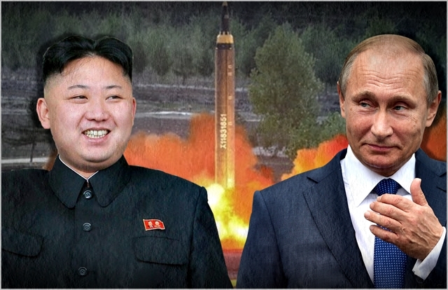 김정은 북한 국무위원장(왼쪽)과 블라디미르 푸틴 러시아 대통령 ⓒ데일리안