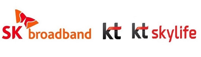 SK브로드밴드(왼쪽부터)·KT·KT스카이라이프 로고. ⓒ각사