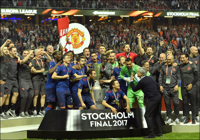 맨유의 마지막 우승 트로피는 2017년 5월 UEFA 유로파리그다. ⓒ 뉴시스