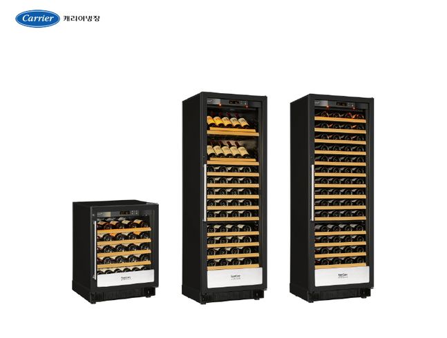 캐리어냉장 ‘유로까브 프로페셔널’의 빌트인 와인셀러 신제품(왼쪽부터 38병·118병·118명 MT 모델).ⓒ캐리어냉장