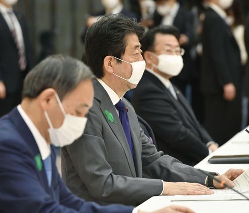 아베 신조 일본 총리가 20일 관저에서 열린 정부·여당 간의 정책간담회에서 발언하고 있다.(자료사진) ⓒ연합뉴스