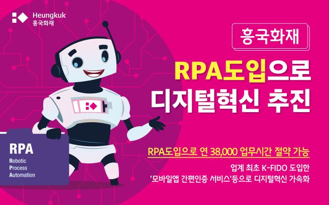 흥국화재가 로봇 프로세스 자동화(RPA) 프로젝트를 확산하고 업무 시간을 대폭 절감하는 디지털혁신 업무를 추진하고 있다.ⓒ흥국화재