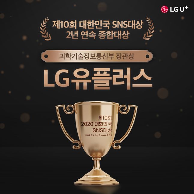 LG유플러스가 ‘제10회 대한민국 SNS대상 2020’에서 기업부문 최고상인 종합대상(과학기술정보통신부장관상)을 수상했다.(자료사진)ⓒLG유플러스