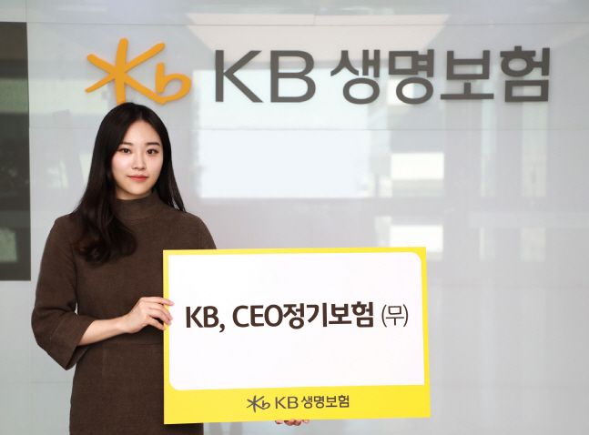 KB생명보험 모델이 'KB, CEO 정기보험 무배당' 출시 소식을 전하고 있다.ⓒKB생명보험