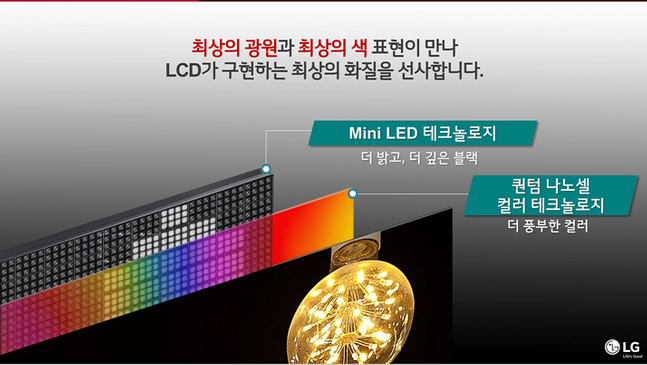 LG전자가 29일 열린 온라인 기술 설명회에서 공개한 LG QNED 구성 이미지 캡처화면.