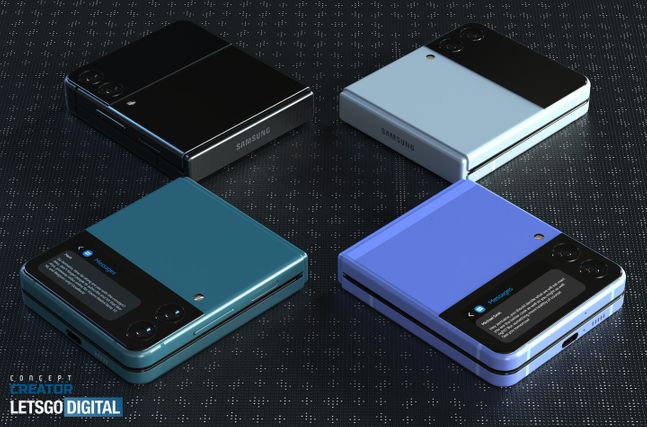 삼성전자 폴더블 스마트폰 ‘갤럭시Z플립3’(가칭) 예상 렌더링. 레츠고디지털 홈페이지 캡처