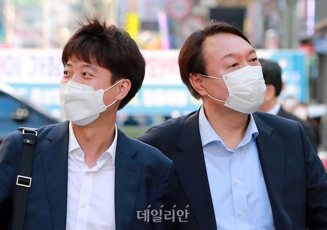 이준석 국민의힘 대표(왼쪽)와 윤석열 전 검찰총장 ⓒ데일리안 박항구 기자