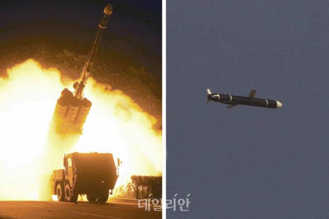 북한 관영매체인 조선중앙통신은 13일 "국방과학원이 지난 11일과 12일 새로 개발한 신형 장거리 순항미사일 시험발사를 성공적으로 진행했다"고 전했다. ⓒ조선중앙통신