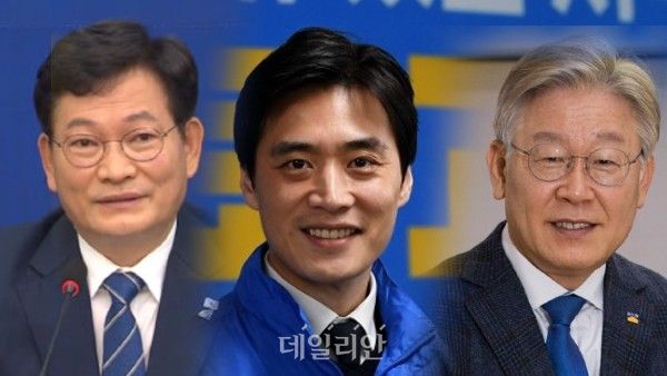 송영길 더물어민주당대표, 한준호 이재명 후보 수행실장, 이재명 후보(왼쪽부터).ⓒ데일리안 DB