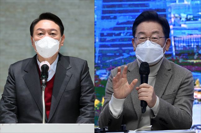 이재명 더불어민주당 대선후보(왼쪽)와 윤석열 국민의힘 대선후보(오른쪽) (공동취재사진) ⓒ데일리안 박항구 기자