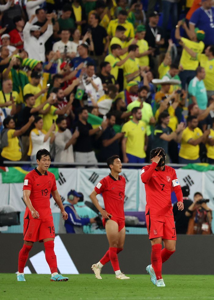 브라질전을 끝으로 월드컵 일정을 마무리한 벤투호. ⓒ 뉴시스