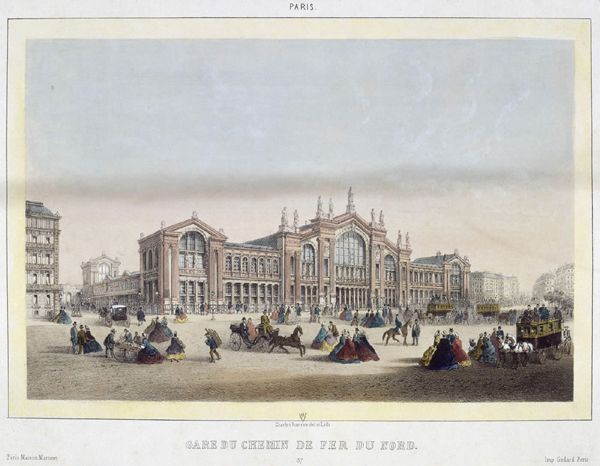 1846년 개통한 파리 북부역 (출처 Charles Rivière, Gare du chemin de fer du Nord, L'Histoire par l'Image)