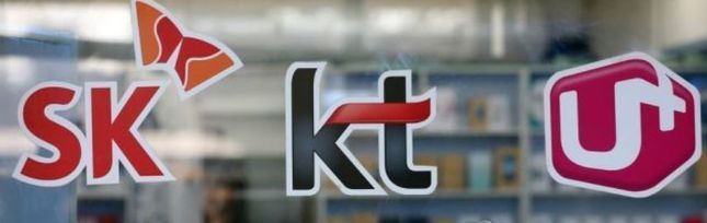 SKT(왼쪽부터)와 KT, LGU+로고. ⓒ연합뉴스