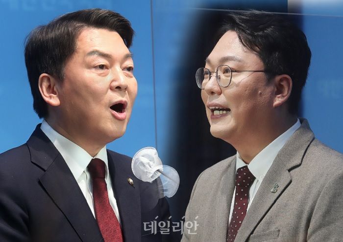 안철수 국민의힘 당대표 후보(왼쪽)와 천하람 후보. ⓒ 데일리안 김민호 기자