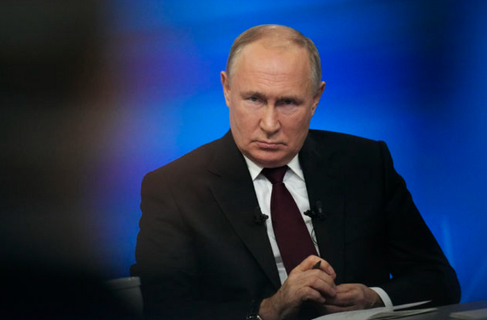 블라디미르 푸틴 러시아 대통령이 지난달 14일 모스크바에서 연례 기자회견을 하고 있다. ⓒAP/뉴시스
