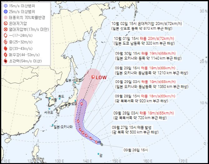 17호 태풍 '제비' 발생…"국내 영향 강능성 유동적 "