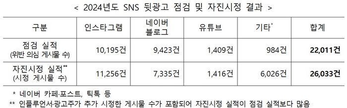 지난해 ‘SNS 기만광고’ 게시물 2만2011건 달해