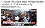 인도네시아 군용기 추락해 최소 49명 사망
