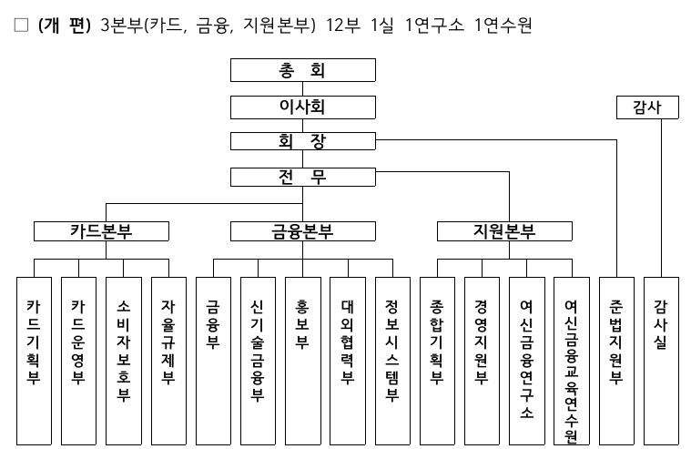 '카드-금융' 분리…'취임 한 달' 김주현 여신협회장, 전격 조직개편 단행 