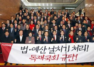 &lt;포토&gt;"독재국회 규탄" 외치는 한국당 