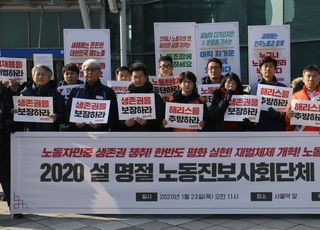 &lt;포토&gt; 2020 설 명절 노동진보사회단체 합동 기자회견