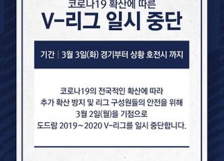 [코로나19] 한국배구연맹, V리그 일시 중단 결정