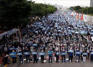 &lt;포토&gt; 중대재해기업처벌법 우선 입법 촉구 결의대회