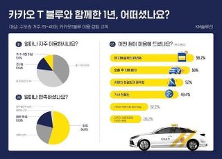 “카카오T 블루 이용자 10명 중 7명 서비스 '만족'”