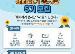 bhc치킨, 사회공헌 활동 BSR ‘해바라기 봉사단’ 5기 모집